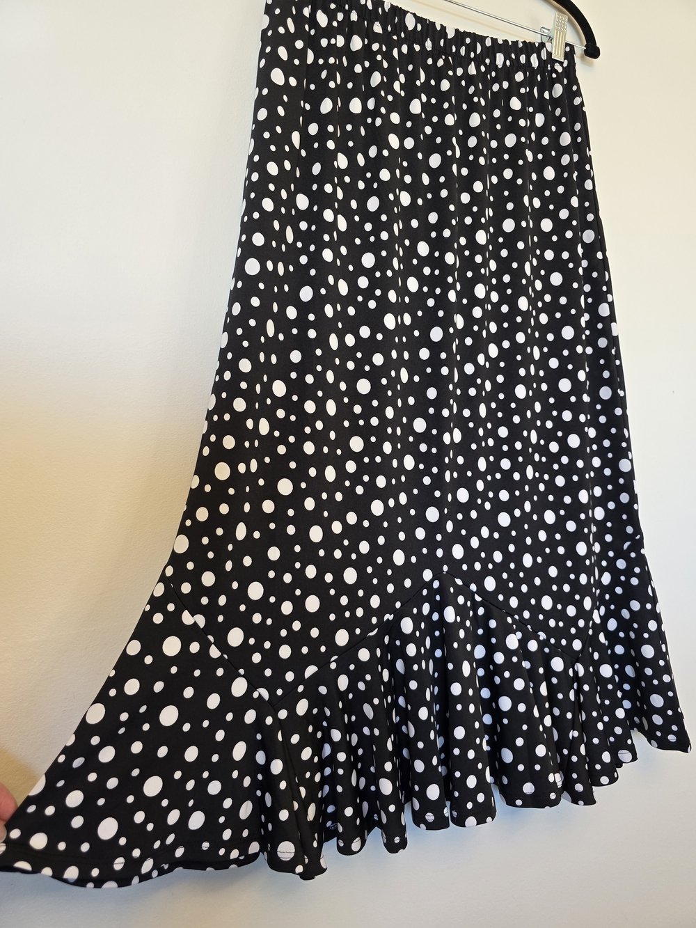 Southern Lady Black and White Polka Dot Ruffle Hem Skirt